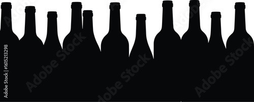 Collection of Wine Bottle Silhouettes: Perfect for Vineyard, Restaurant, or Beverage Industry Designs, Evoking Elegance, Celebration, and Fine Dining.
