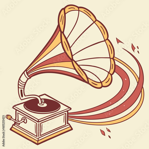 retro gramophone vinyl ready vector illustration