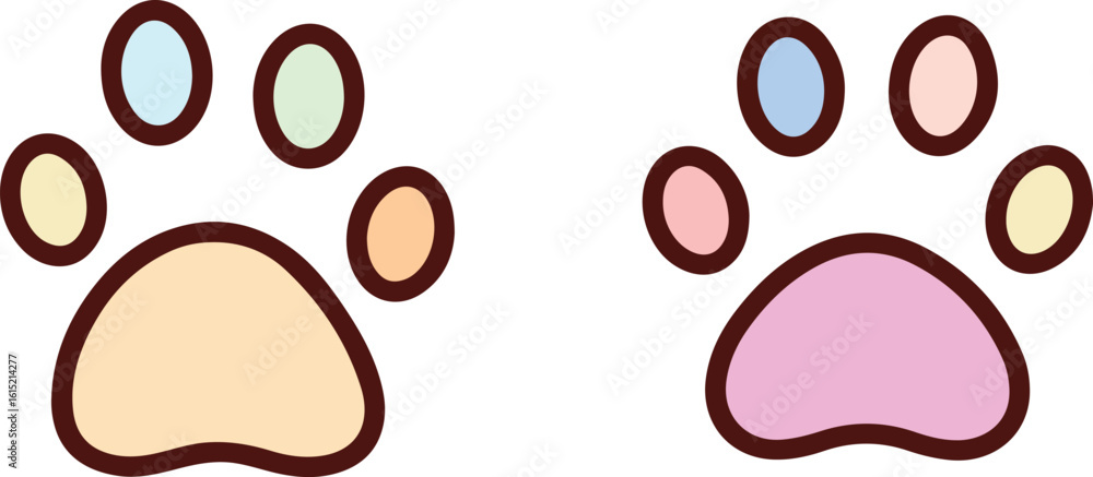 Fototapeta premium Paw prints pastel colors cute design animal style vector illustration EPS file download