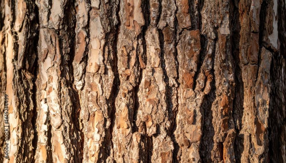Obraz premium Detailed Textured Tree Bark Surface with Brown and Orange Hues and Natural Light