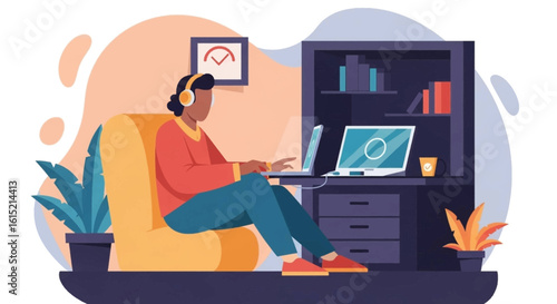 Person working from home on laptop, perfect for remote work articles and blogs.