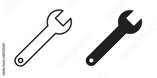 Wrench icon vector in simple flat design, outline.