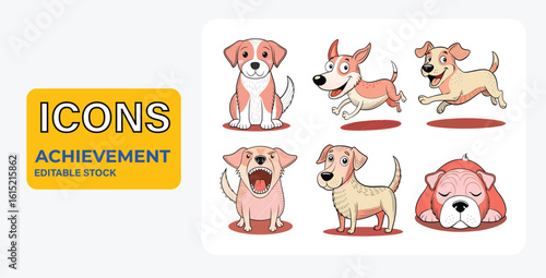 Dog vector icon set | Collection of dog icons with different poses