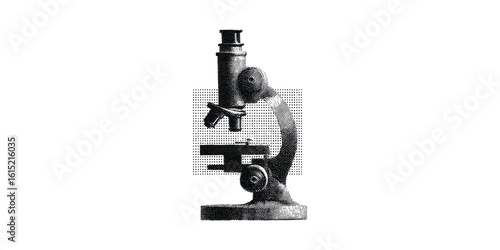 Wallpaper Mural Vintage Microscope In Halftone. Scientific Instrument Illustration Isolated On Transparent Background Torontodigital.ca