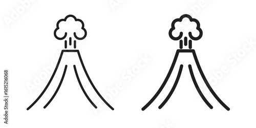 Volcano icon vector in simple flat design, outline.