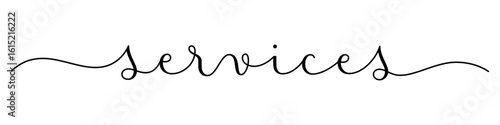 SERVICES black vector brush calligraphy banner with swashes