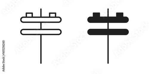 Utility pole icon vector in simple flat design, outline.