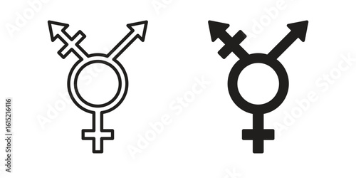 Transgender icon vector in simple flat design, outline.