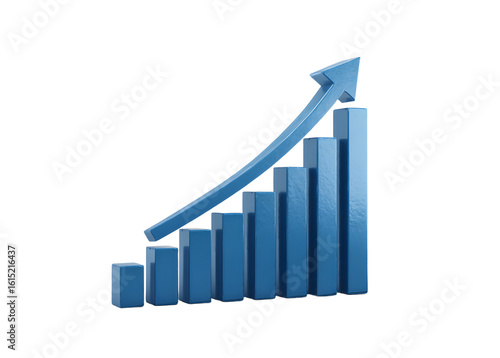A blue bar graph showing upward growth with an arrow indicating positive trend on white background Free Download A blue bar graph showing upward growth with an arrow indicating positive trend on white background - GFXLoad