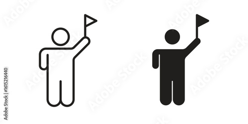 Tour guide people icon vector in simple flat design, outline.