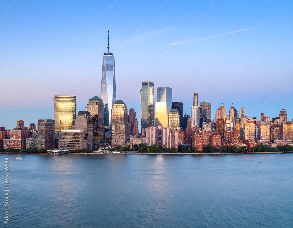 Obraz premium Panoramic view of the New York City skyline at dawn