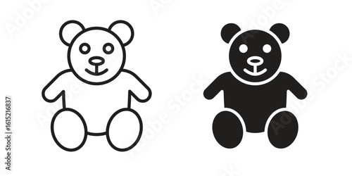 Teddy bear icon vector in simple flat design, outline.