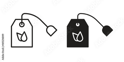 Tea bag icon vector in simple flat design, outline.