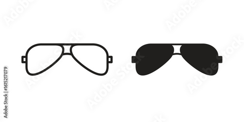 Sunglasses icon vector in simple flat design, outline.
