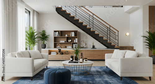 leaving room interior design with steps. 