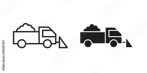 Snowplow icon vector in simple flat design, outline.