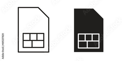 Sim card icon vector in simple flat design, outline.