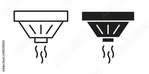 Sensor smoke icon vector in simple flat design, outline.