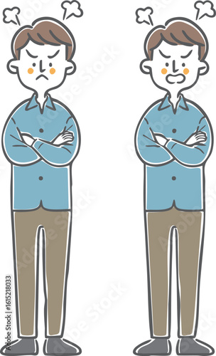 怒っている男性　全身　ベクター
