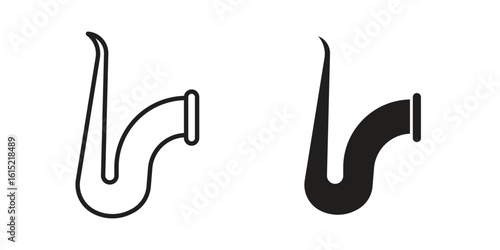 Saxophone icon vector in simple flat design, outline.