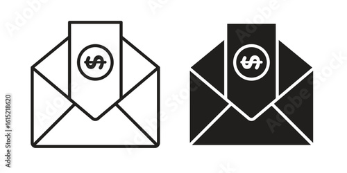 Salary icon vector in simple flat design, outline.
