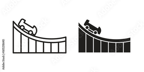 Roller coaster icon vector in simple flat design, outline.