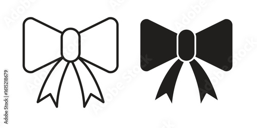 Ribbon icon vector in simple flat design, outline.