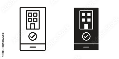 Reservation smartphone icon vector in simple flat design, outline.