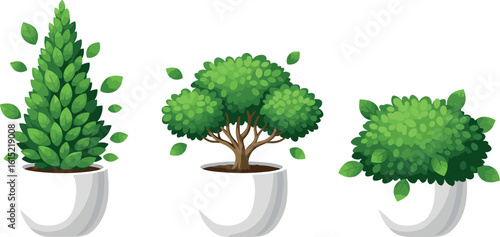 Green Trees in Flat Style Collection. Suitable for infographics, books, banners and other designs