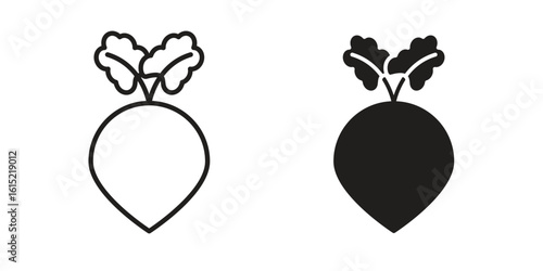 Radish icon vector in simple flat design, outline.