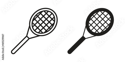 Racquet icon vector in simple flat design, outline.