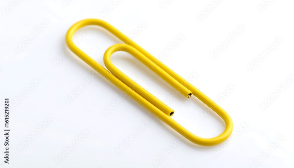 Obraz premium Yellow paperclip on white background