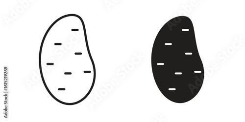 Potato icon vector in simple flat design, outline.