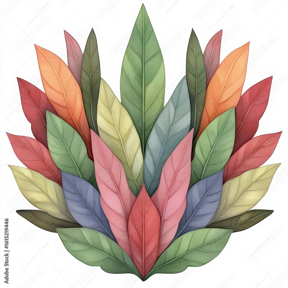 Obraz premium Colorful Autumn Leaf Arrangement Watercolor Style Illustration
