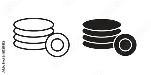 Plates icon vector in simple flat design, outline.