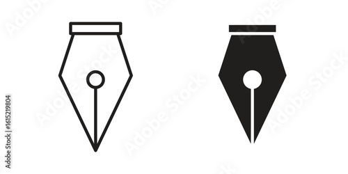 Pen nib icon vector in simple flat design, outline.