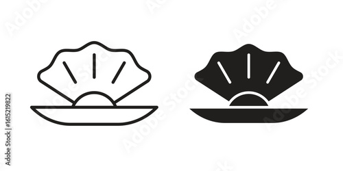 Pearl icon vector in simple flat design, outline.