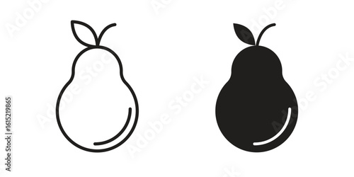 Pear icon vector in simple flat design, outline.