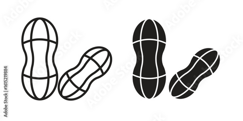 Peanut icon vector in simple flat design, outline.