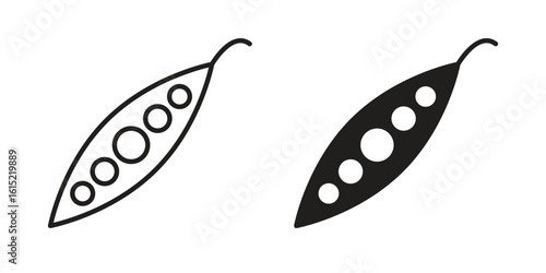 Peapod icon vector in simple flat design, outline.
