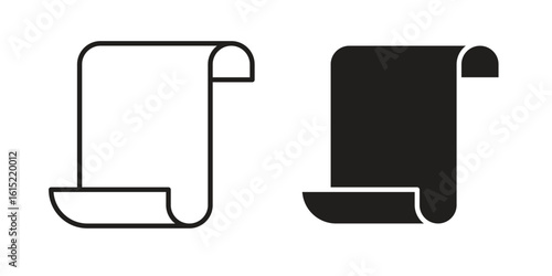 Paper Scroll icon vector in simple flat design, outline.