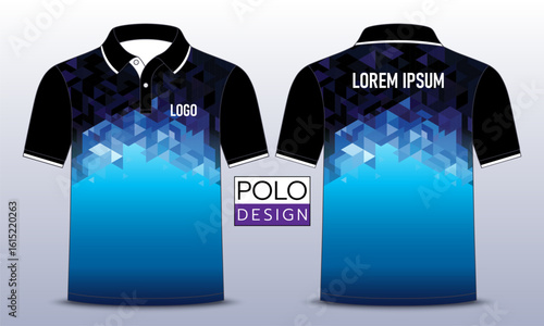 Modern blue and black polo shirt template, Fabric textile pattern design, T-shirt mockup template design. Vector Illustration.