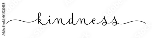 KINDNESS black vector brush calligraphy banner with swashes