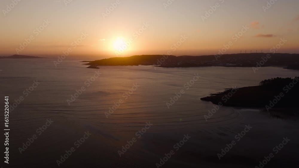 Aerial View Of Calm Ocean At Sunset Aerial View Of Calm Ocean At Sunset