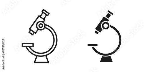 Microscope icon vector in simple flat design, outline.