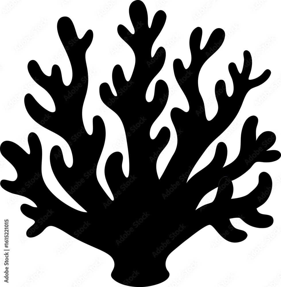 Obraz premium Coral flow vector art in black silhouette with minimal liquid style elements