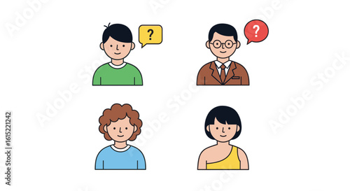 Illustration of Diverse Individuals Pondering: This artful image captures the essence of contemplation with illustrations of individuals.