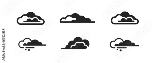 Japanese cloud line pattern, Chinese style, oriental element icon Korean simple shape,element icon Asian motif. Abstract China symbol, black geometric Tibetan set isolated on white background. 
