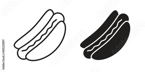 Hotdog icon vector in simple flat design, outline.