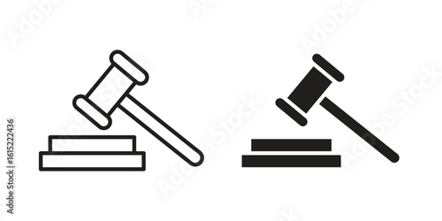 Gavel icon vector in simple flat design, outline.